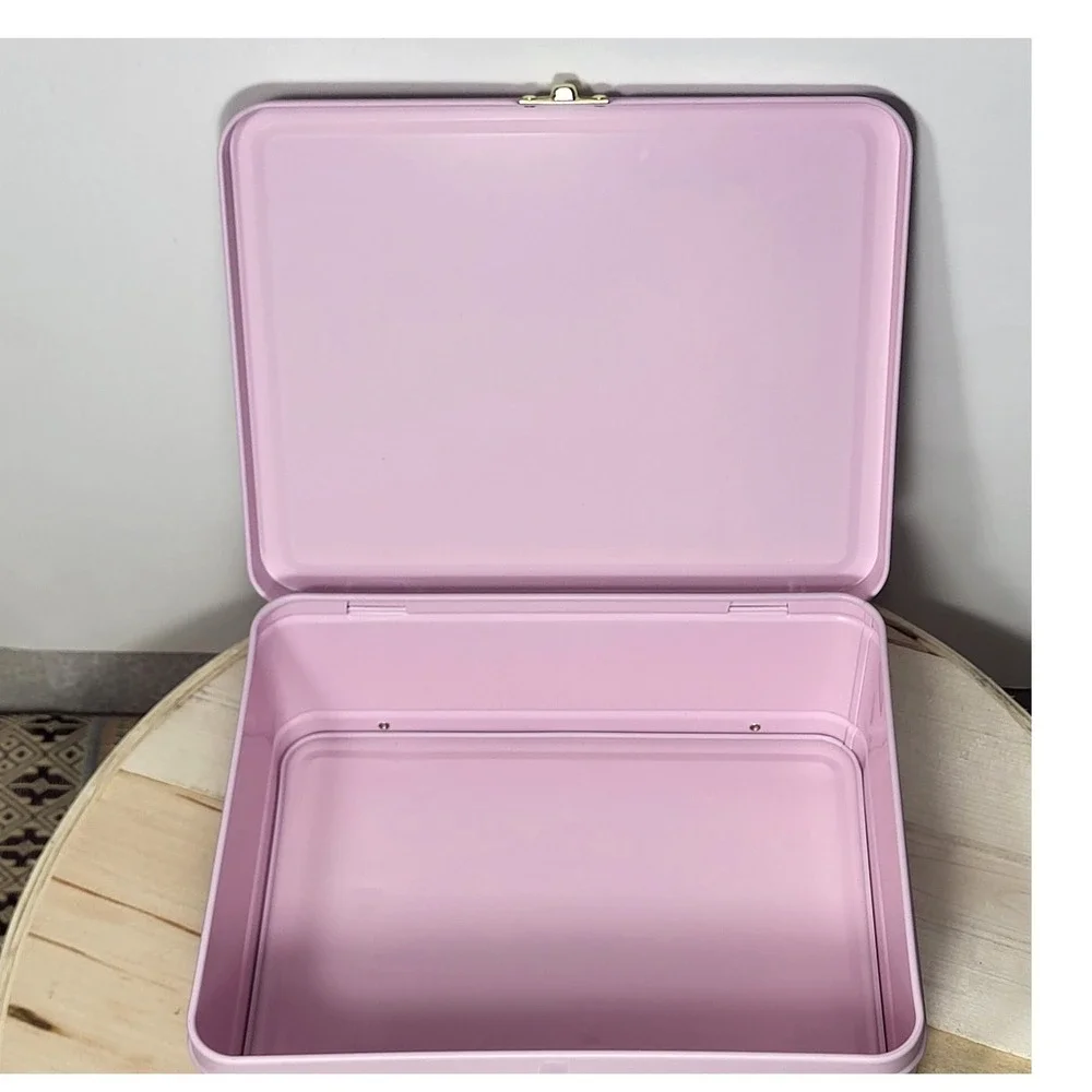 Truly Beauty Pink Metal Lunch Box Vanity Case Gold Hardware Storage Tin